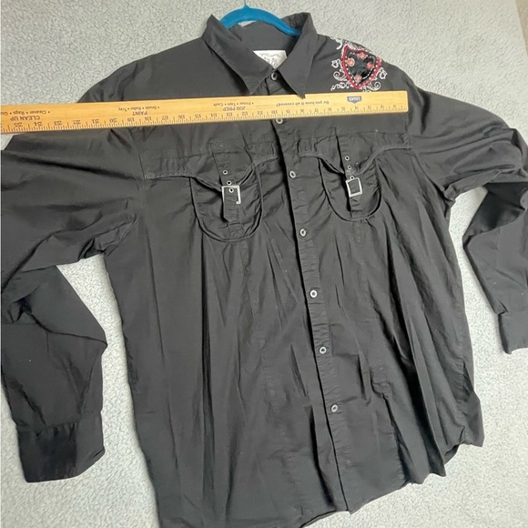 Hardy Collection Mens Embellished Button Down Shirt Size 4XL - Picture 7 of 9